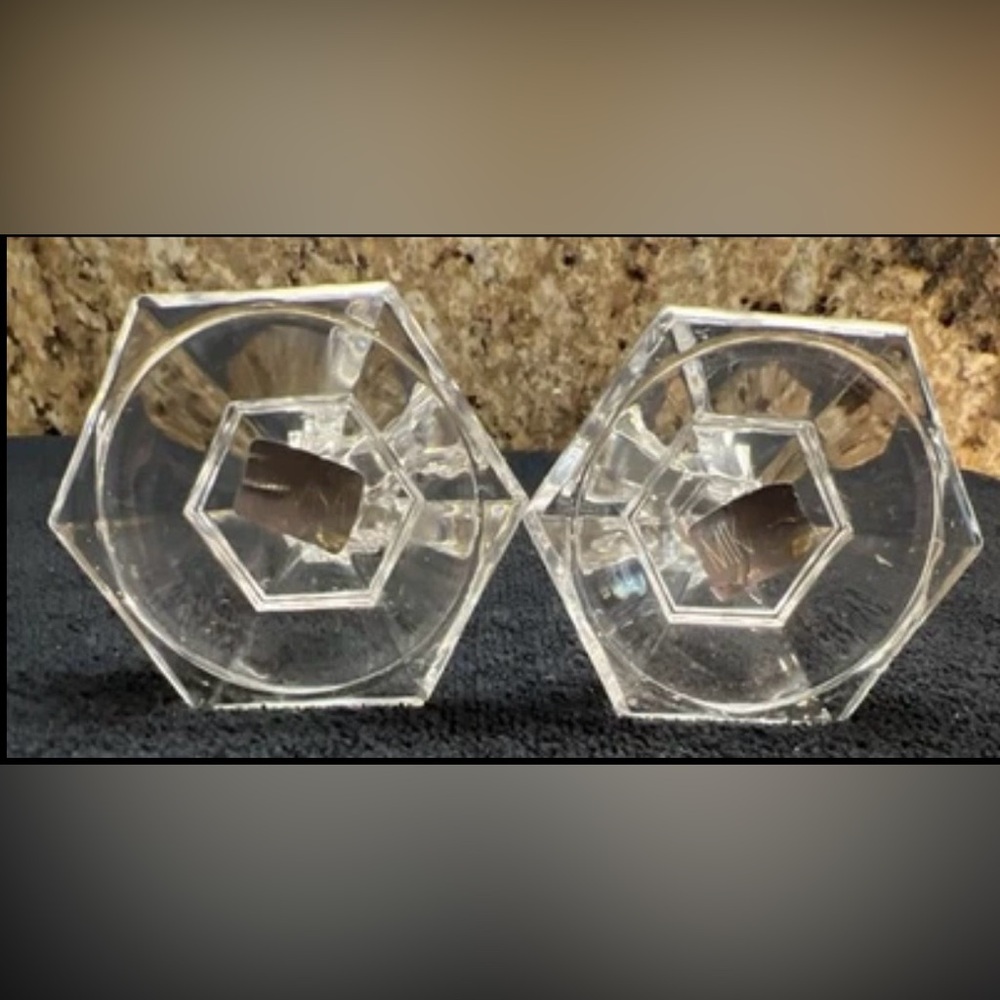 Mikasa Glass Taper Candle Holders Set Of 2 - Picture 5 of 8